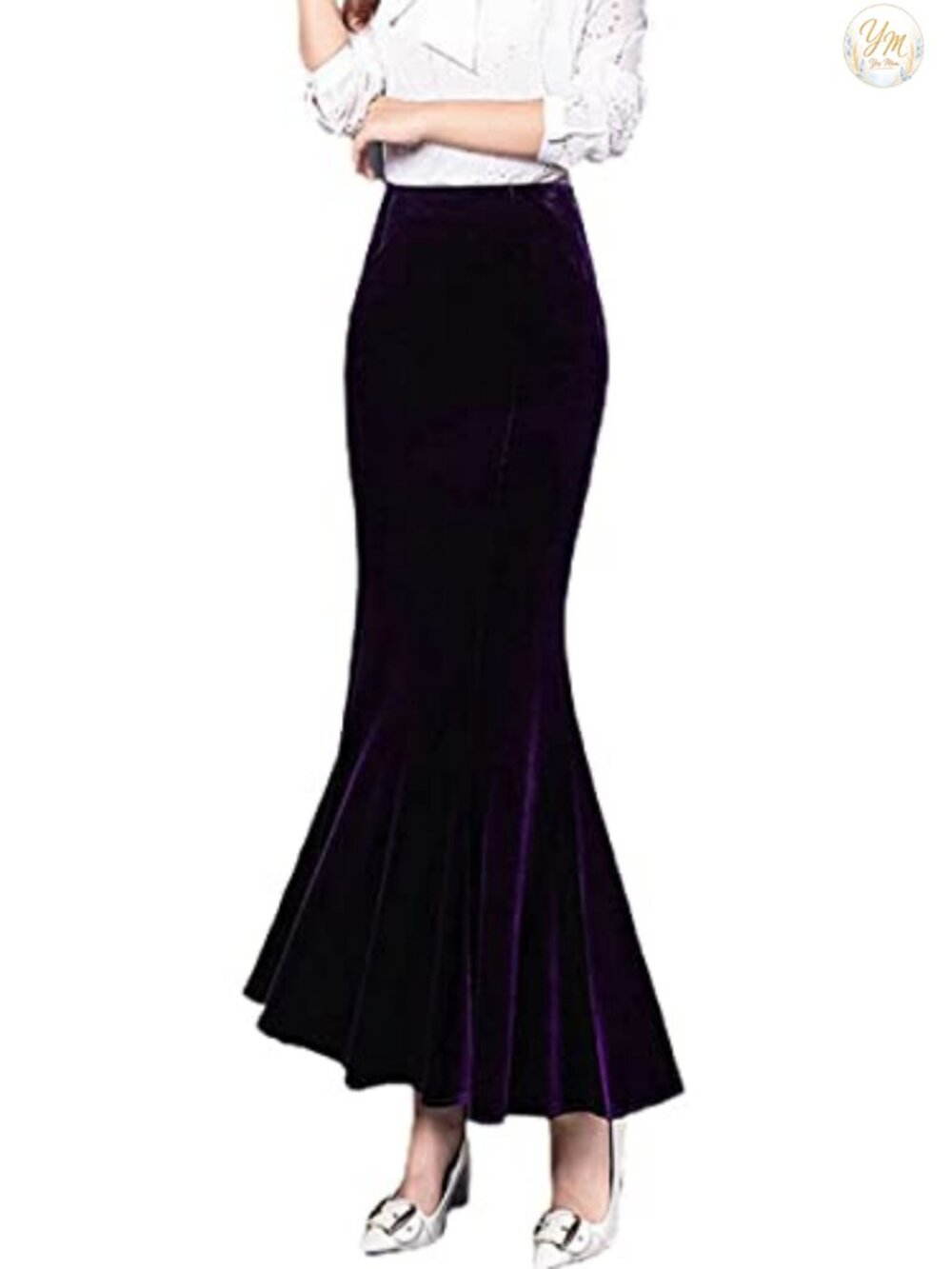 High Waist Velvet Mermaid Maxi Skirt Fishtail Evening Party
